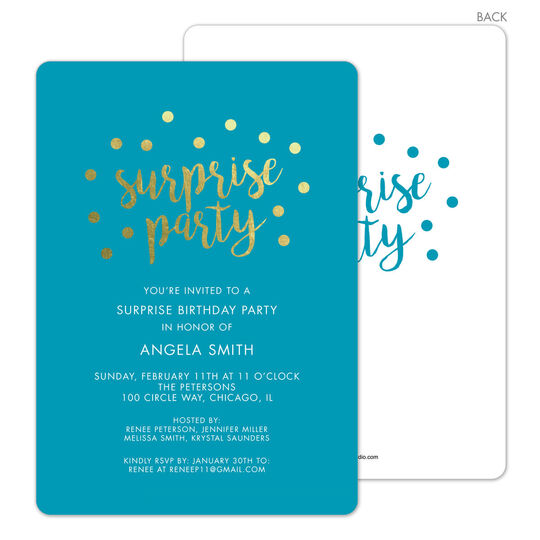 Mermaid Surprise Party Confetti Dot Invitations